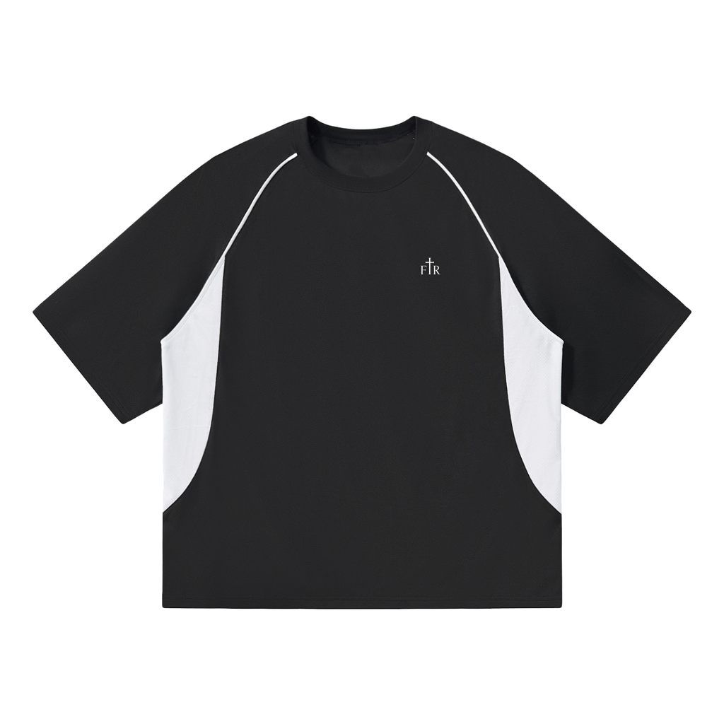 Contrast Piping Panel Raglan T-Shirt