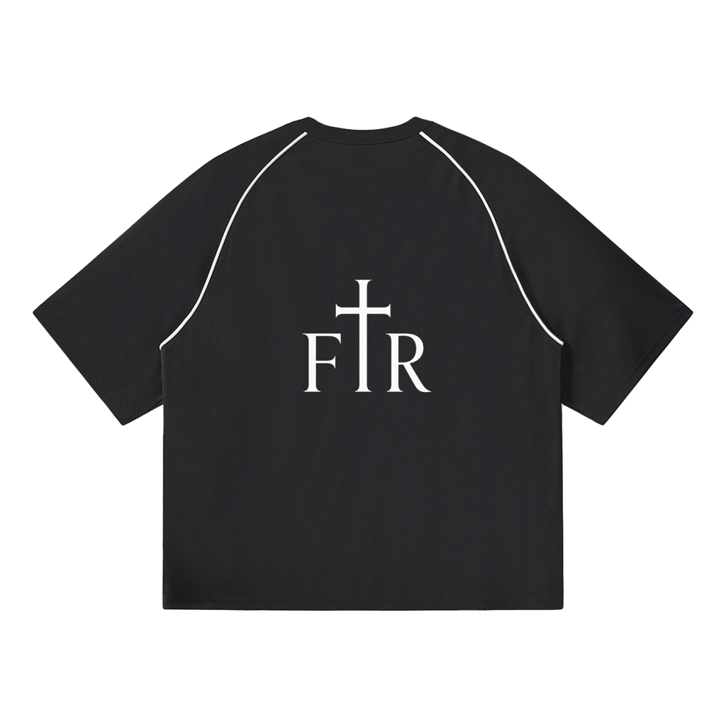Contrast Piping Panel Raglan T-Shirt